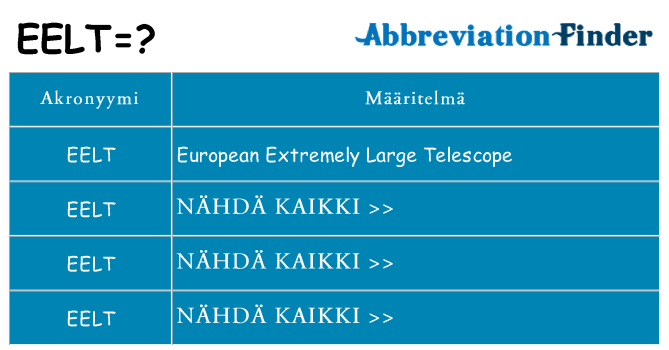 Mitä eelt tarkoittaa