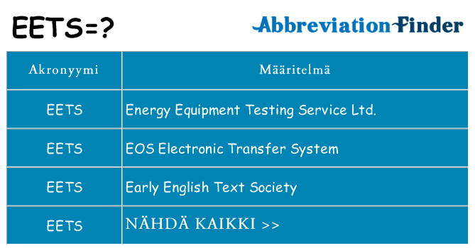 Mitä eets tarkoittaa