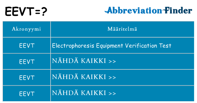 Mitä eevt tarkoittaa