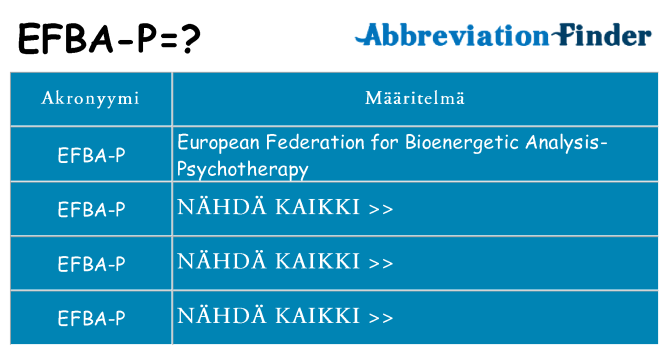 Mitä efba-p tarkoittaa