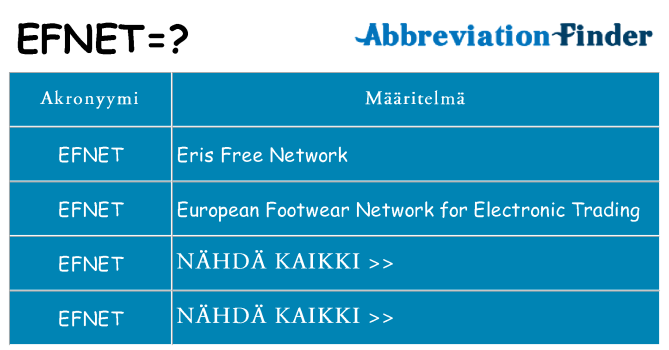 Mitä efnet tarkoittaa