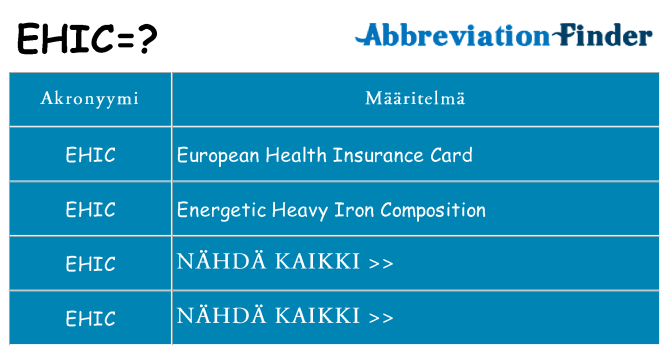 Mitä ehic tarkoittaa