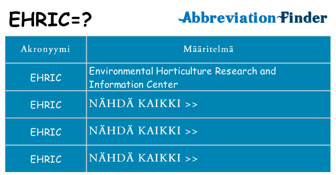 Mitä ehric tarkoittaa