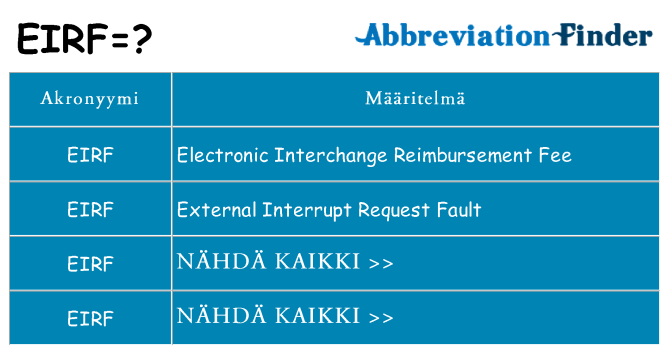 Mitä eirf tarkoittaa