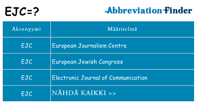Mitä ejc tarkoittaa