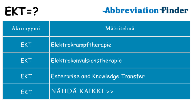 Mitä ekt tarkoittaa
