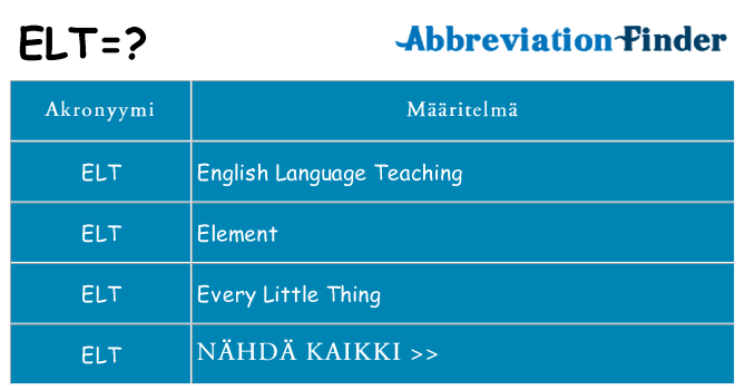 Mitä elt tarkoittaa