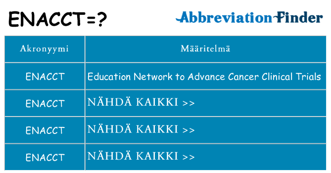 Mitä enacct tarkoittaa