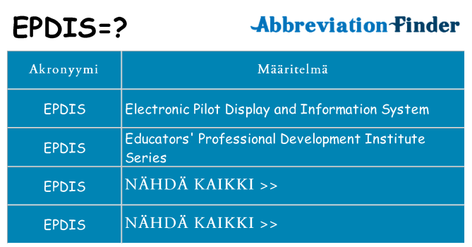 Mitä epdis tarkoittaa