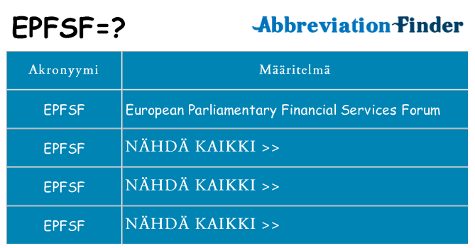 Mitä epfsf tarkoittaa
