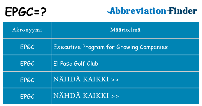 Mitä epgc tarkoittaa