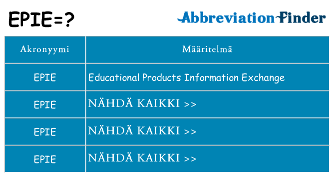 Mitä epie tarkoittaa
