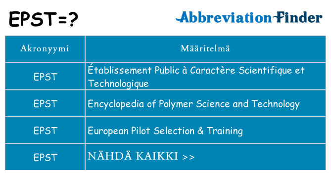 Mitä epst tarkoittaa