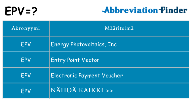 Mitä epv tarkoittaa