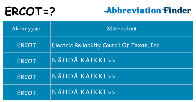 Mitä ercot tarkoittaa