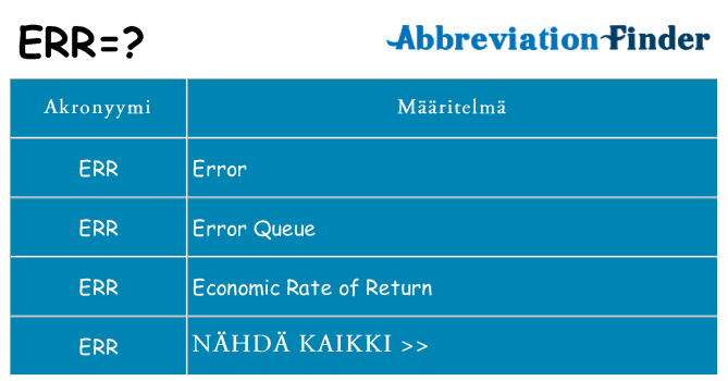 Mitä err tarkoittaa