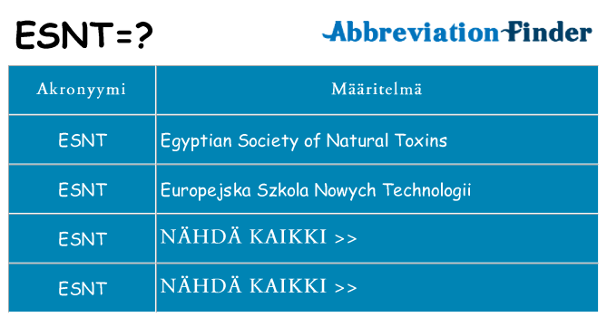 Mitä esnt tarkoittaa
