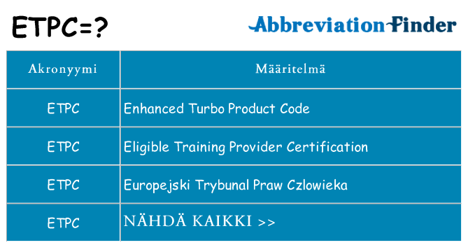 Mitä etpc tarkoittaa