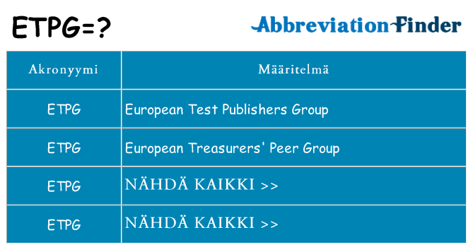 Mitä etpg tarkoittaa
