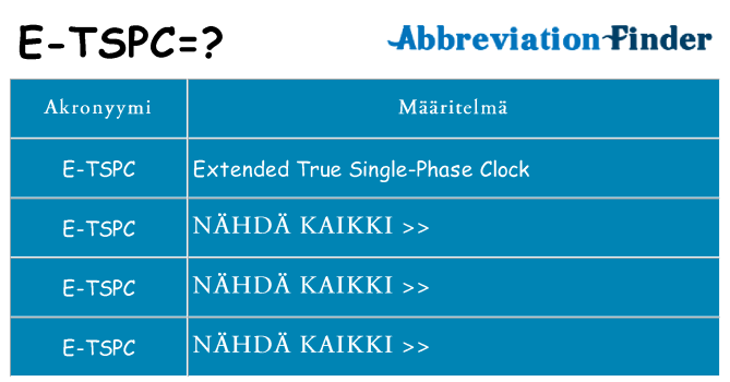 Mitä e-tspc tarkoittaa