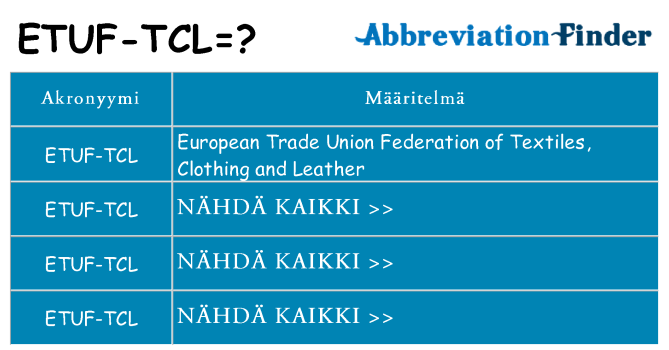 Mitä etuf-tcl tarkoittaa