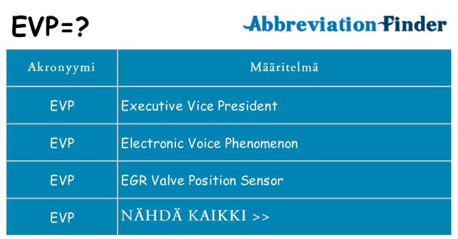 Mitä evp tarkoittaa