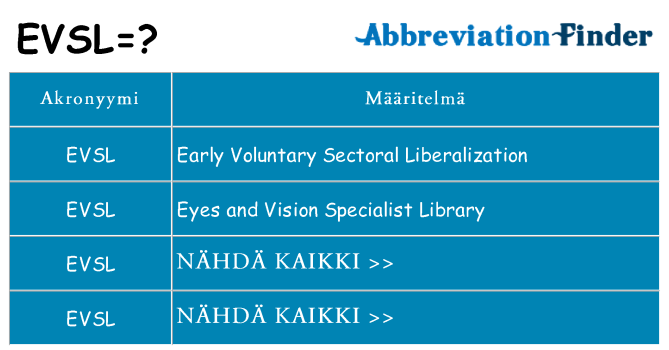 Mitä evsl tarkoittaa