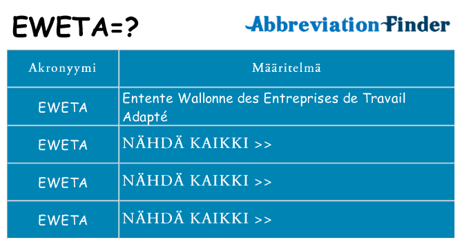 Mitä eweta tarkoittaa