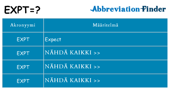 Mitä expt tarkoittaa