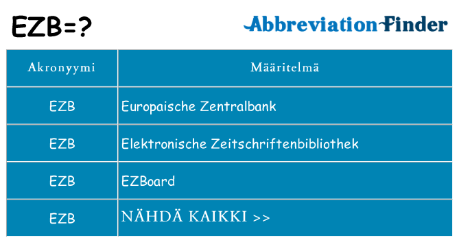 Mitä ezb tarkoittaa