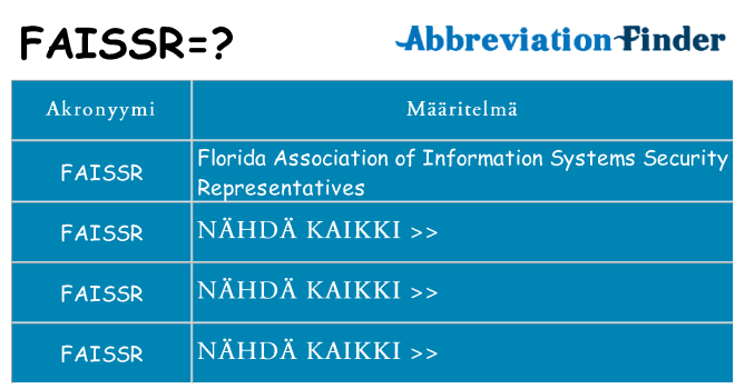 Mitä faissr tarkoittaa