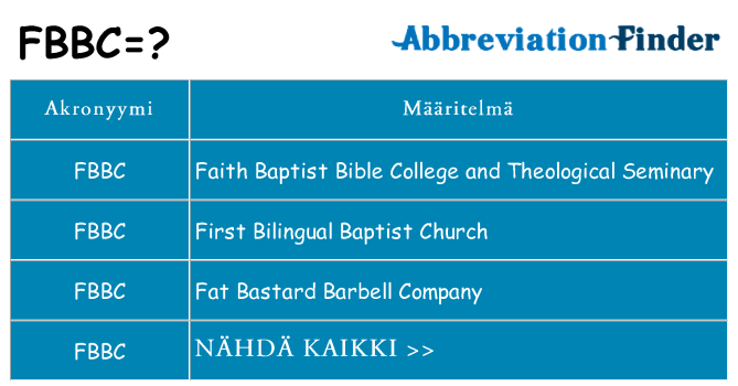 Mitä fbbc tarkoittaa