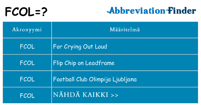 Mitä fcol tarkoittaa