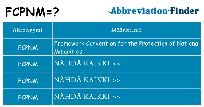 Mitä fcpnm tarkoittaa