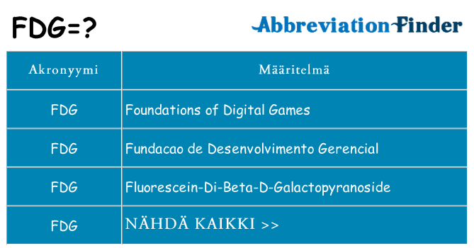 Mitä fdg tarkoittaa