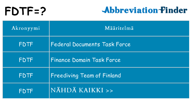 Mitä fdtf tarkoittaa