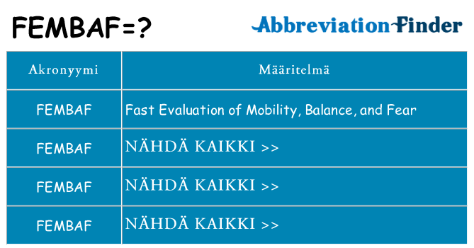 Mitä fembaf tarkoittaa
