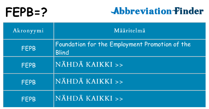 Mitä fepb tarkoittaa