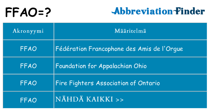 Mitä ffao tarkoittaa