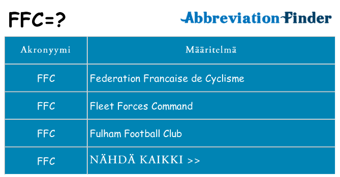 Mitä ffc tarkoittaa