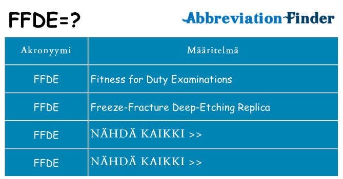 Mitä ffde tarkoittaa