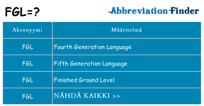 Mitä fgl tarkoittaa