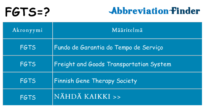 Mitä fgts tarkoittaa