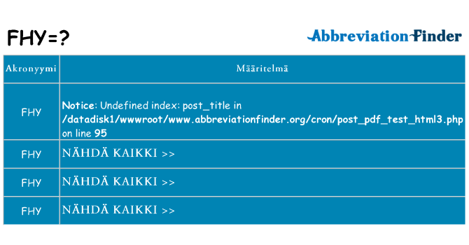Mitä fhy tarkoittaa