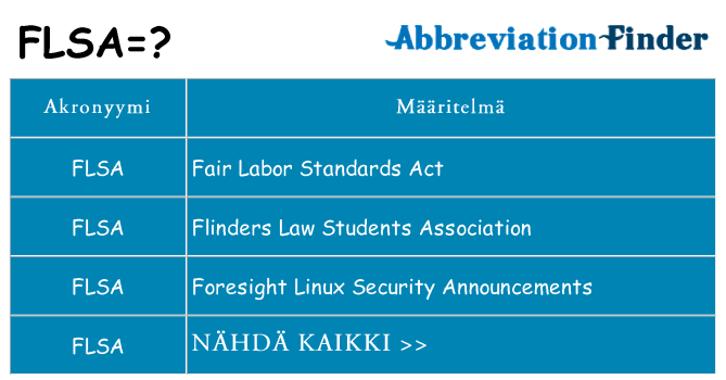 Mitä flsa tarkoittaa