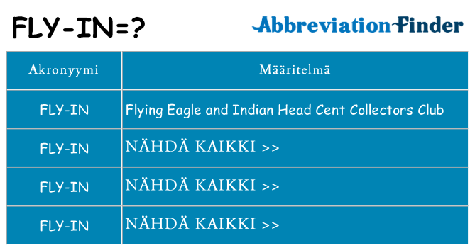 Mitä fly-in tarkoittaa