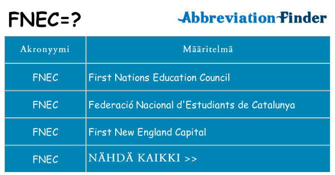 Mitä fnec tarkoittaa
