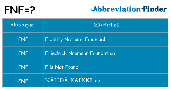 Mitä fnf tarkoittaa