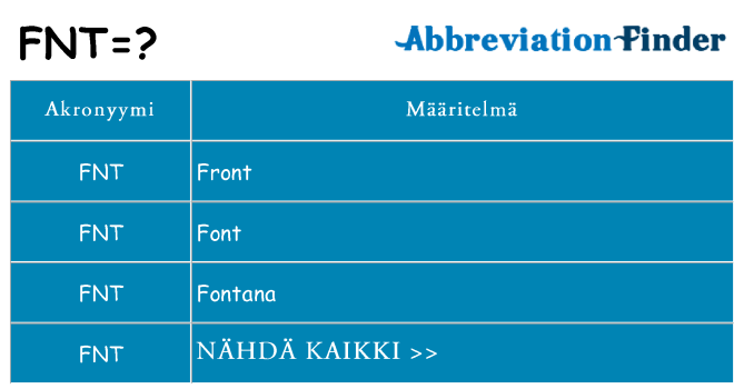 Mitä fnt tarkoittaa