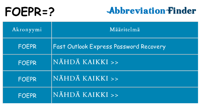 Mitä foepr tarkoittaa